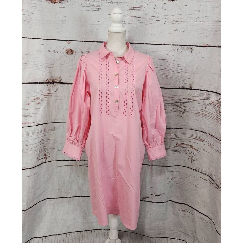 Esqualo Poplin Puff Sleeve Dress Size 10 - Picture 2 of 7